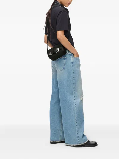 Karl Lagerfeld Jeans Buckle-detail Crossbody Bag In Black