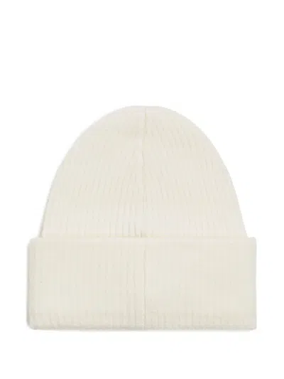 Karl Lagerfeld Jeans Logo-patch Ribbed Beanie In Neutral