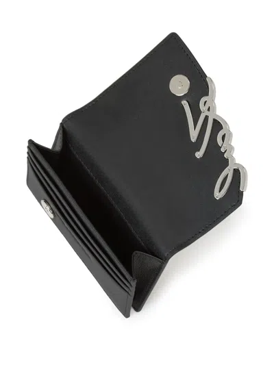 Karl Lagerfeld Signature-logo Leather Wallet In Black