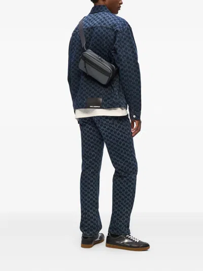 Karl Lagerfeld Monogram-pattern Belt Bag In Gray