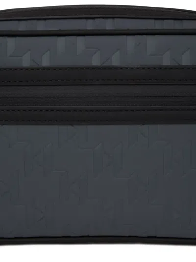 Karl Lagerfeld Monogram-pattern Belt Bag In Gray