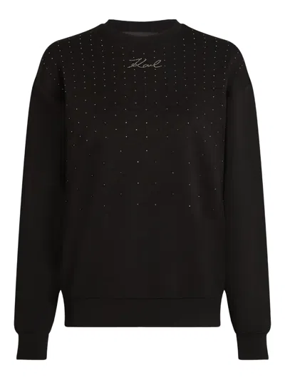 Karl Lagerfeld Rhinestone-embellished Sweatshirt In Black