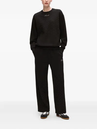Karl Lagerfeld Rhinestone-embellished Sweatshirt In Black