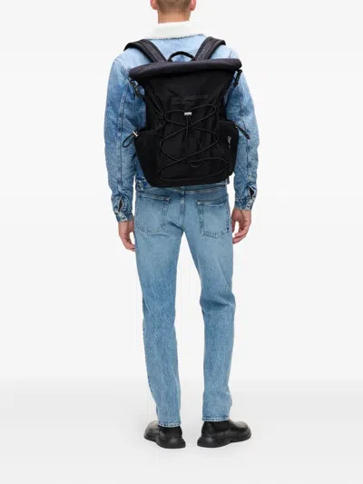 Karl Lagerfeld Jeans Utility Roll-top Drawstring Backpack In Black