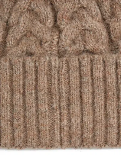 Karl Lagerfeld K/essential Cable Knit Beanie In Brown