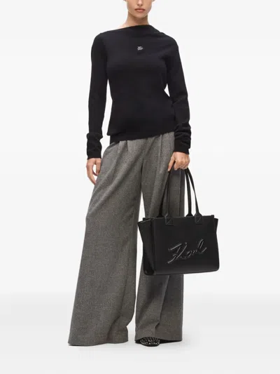 Karl Lagerfeld Medium K/skuare Grainy Tote Bag In Black