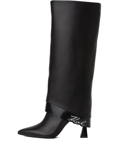 Karl Lagerfeld 90mm Debut Fold-down Knee-high Boots In Animal Print