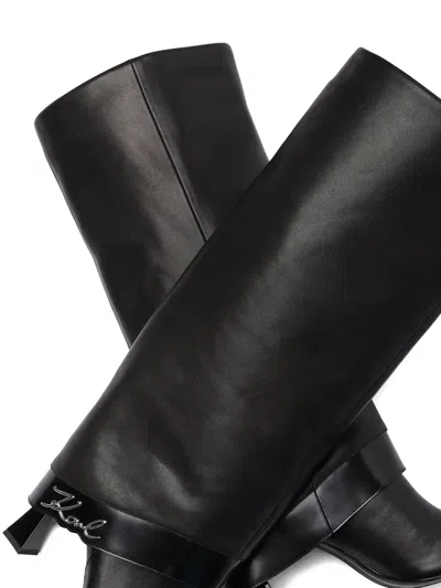 Karl Lagerfeld 90mm Debut Fold-down Knee-high Boots In Animal Print