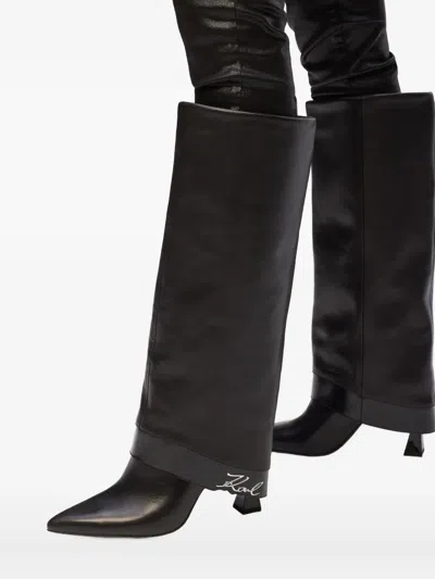 Karl Lagerfeld 90mm Debut Fold-down Knee-high Boots In Animal Print