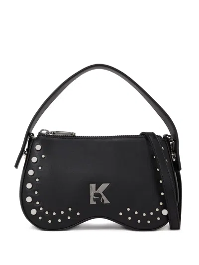 Karl Lagerfeld Jeans Stud-embellished Top-handle Shoulder Bag In Black