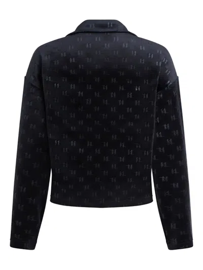 Karl Lagerfeld Monogram Velour Top In Black