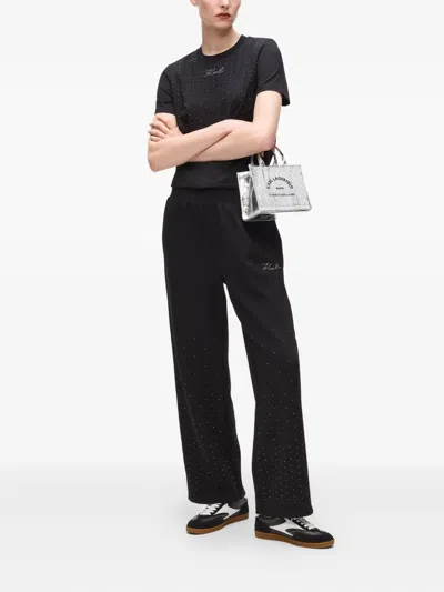 Karl Lagerfeld Rue St-guillaume Mini Metallic Tote Bag In Silver