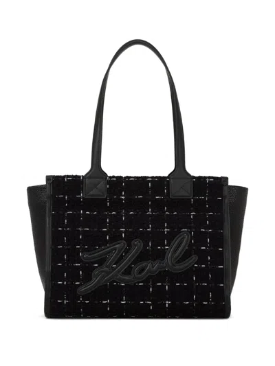 Karl Lagerfeld Medium K/skuare Boucle Tote Bag In Black