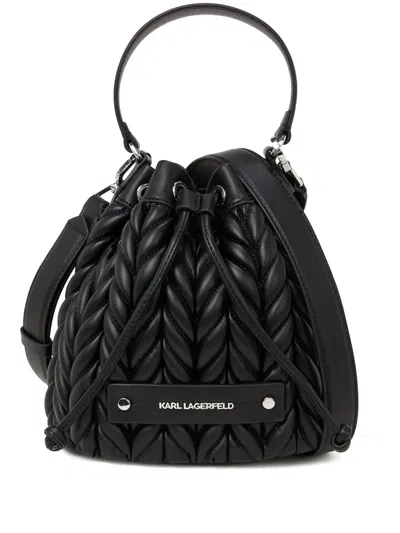 Karl Lagerfeld K/weave Bucket Bag In Black