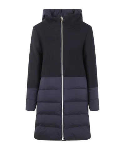 Herno Hooded Padded Jacket With Wool Inserts In Black