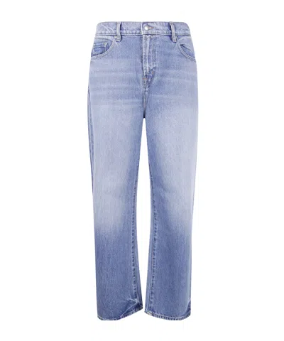 7 For All Mankind "calie" Straight Ankle Fancy With Raw Cut In Blue
