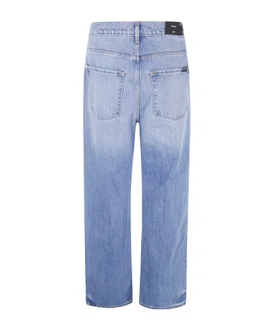 7 For All Mankind "calie" Straight Ankle Fancy With Raw Cut In Blue