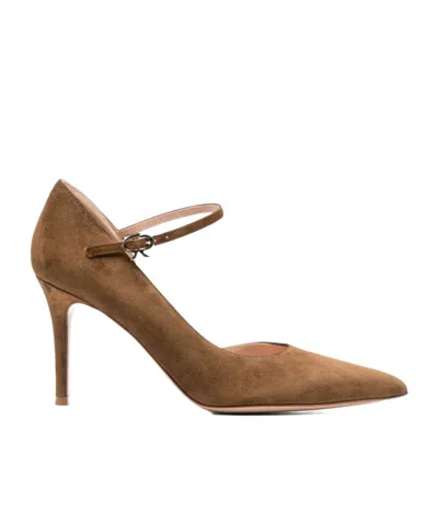 Gianvito Rossi Suede Decollete T.085 In Brown