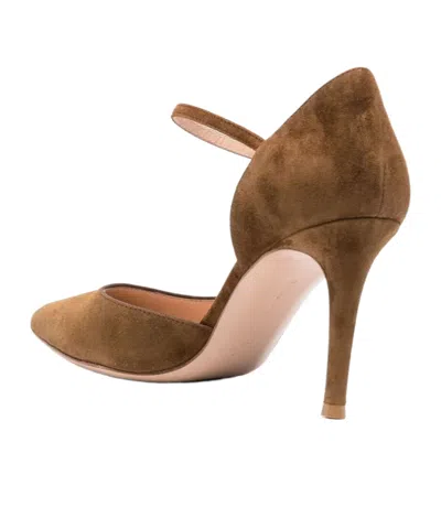Gianvito Rossi Suede Decollete T.085 In Brown