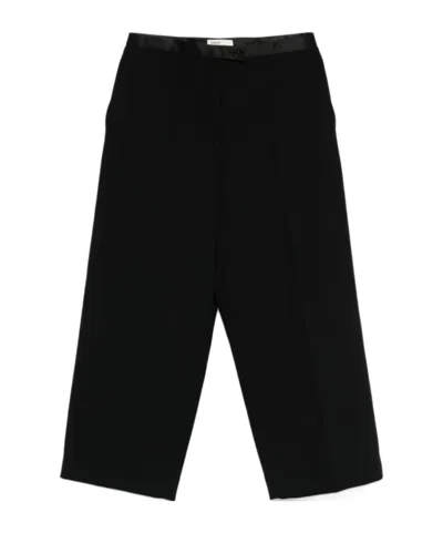 Khaite Wide-leg Cropped Trousers In Black