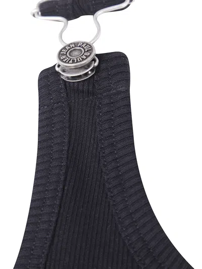 Jean Paul Gaultier Ribbed Sleeveless Top Metal Hardware In Black