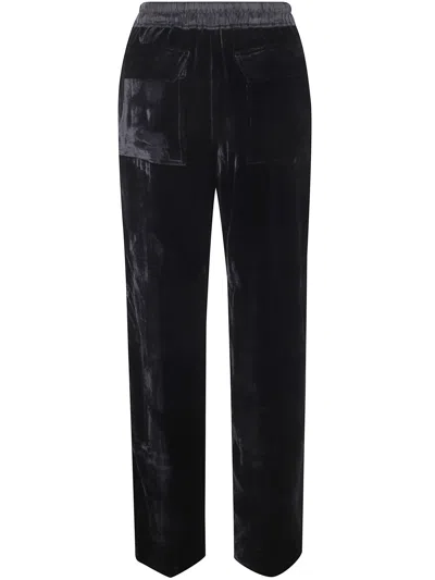 Rick Owens Velvet Drawstring Waistband Trousers In Black