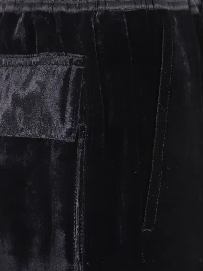 Rick Owens Velvet Drawstring Waistband Trousers In Black