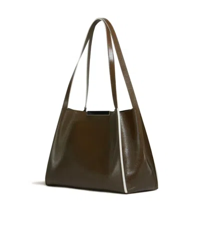 Marni Small Rectangular Tote Bag With Dual Handles In Brown