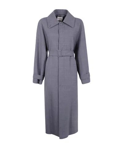 Semicouture Waist Belted Trench Coat In Gray