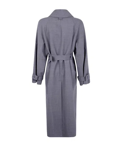 Semicouture Waist Belted Trench Coat In Gray