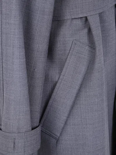 Semicouture Waist Belted Trench Coat In Gray