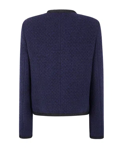 Semicouture "ricarda" Textured Fabric Jacket With Front Pockets In Black