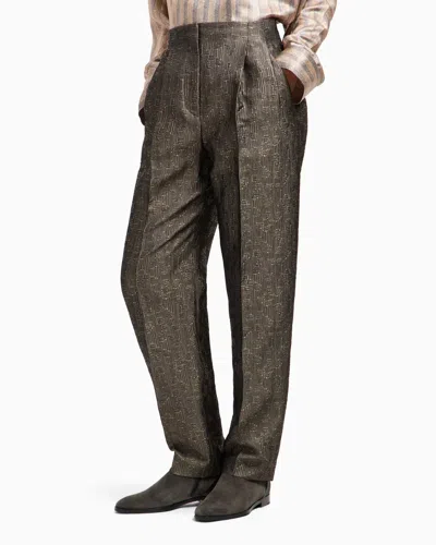 Giorgio Armani Jacquard Silk And Wool Single-pleat Trousers In Multi