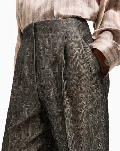 Giorgio Armani Jacquard Silk And Wool Single-pleat Trousers In Multi