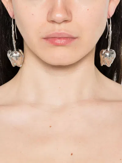 Marni Stylish Design Textured Drop Earrings In White