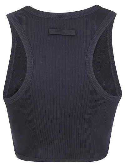 Jean Paul Gaultier Cotton Ribbed Bra With Lingerie Garter In Black