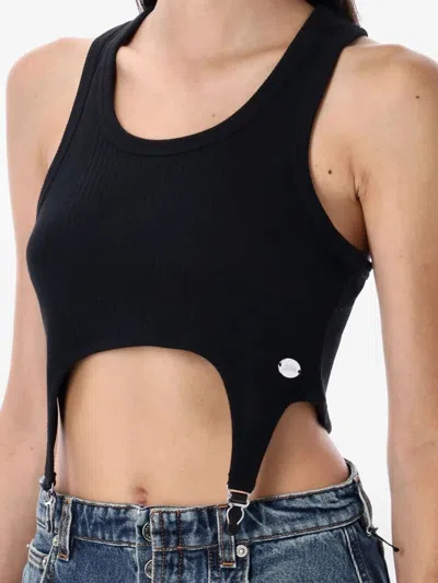 Jean Paul Gaultier Cotton Ribbed Bra With Lingerie Garter In Black