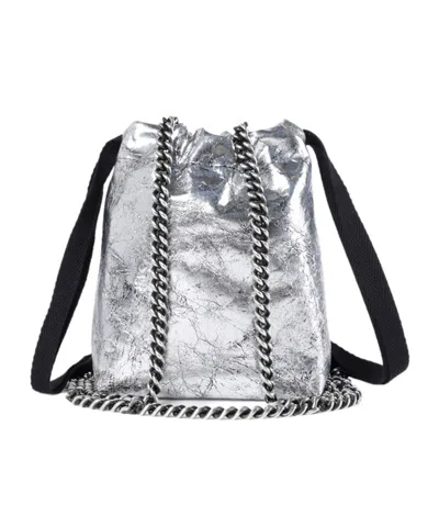 Ann Demeulemeester Gael Drawstring Chain Mini Bag In Silver