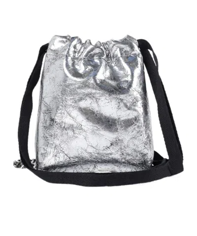 Ann Demeulemeester Gael Drawstring Chain Mini Bag In Silver