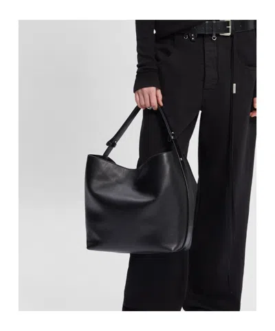 Ann Demeulemeester Medium Via Belt Leather Tote Bag In Black