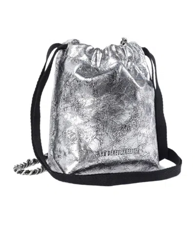 Ann Demeulemeester Gael Drawstring Chain Mini Bag In Silver