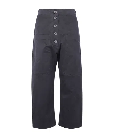 Studio Nicholson Rounded Drop Crotch Trousers In Blue