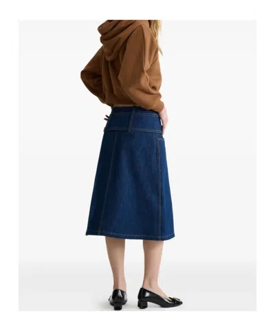 Patou Midi Skirt With Zip And Belt In Blue