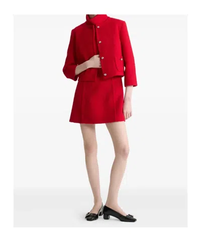Patou No Collar Box Jacket In Red