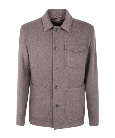 Herno Button-fastening Patch-pocket Jacket In Brown