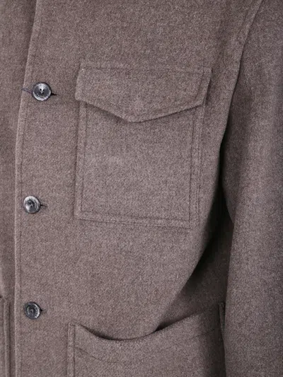 Herno Button-fastening Patch-pocket Jacket In Brown