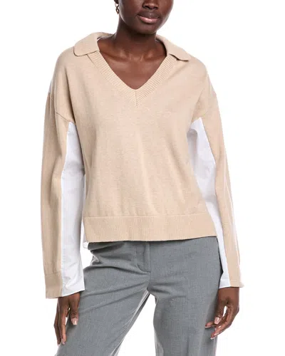 Naadam Cashmere Naadam Mixed Media Cashmere-blend Sweater In Brown