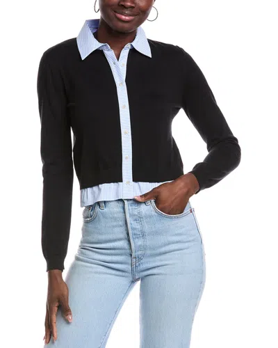 Naadam Cashmere Naadam Mixed Media Cashmere-blend Cardigan In Black