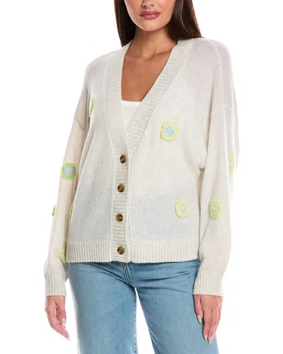 Brodie Cashmere Fleur Cashmere Cardigan In White