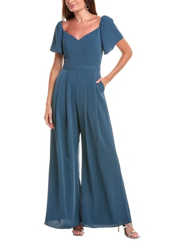 Rene Ruiz Flutter Sleeve Jumpsuit In Blue